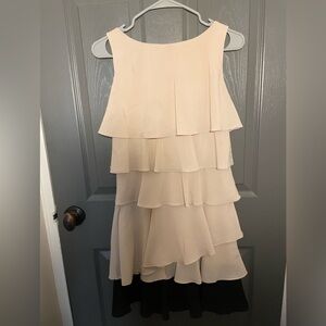 LIKE NEW Calvin Klein Cream/Black Tiered Mini Dress - so soft & gorgeous sz2